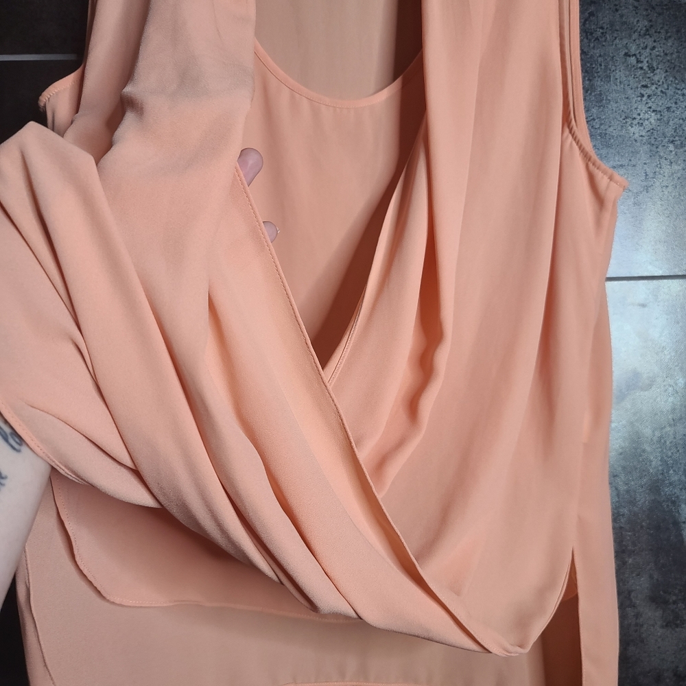 Vince Camuto Orange Cream Drape Front Tank XL